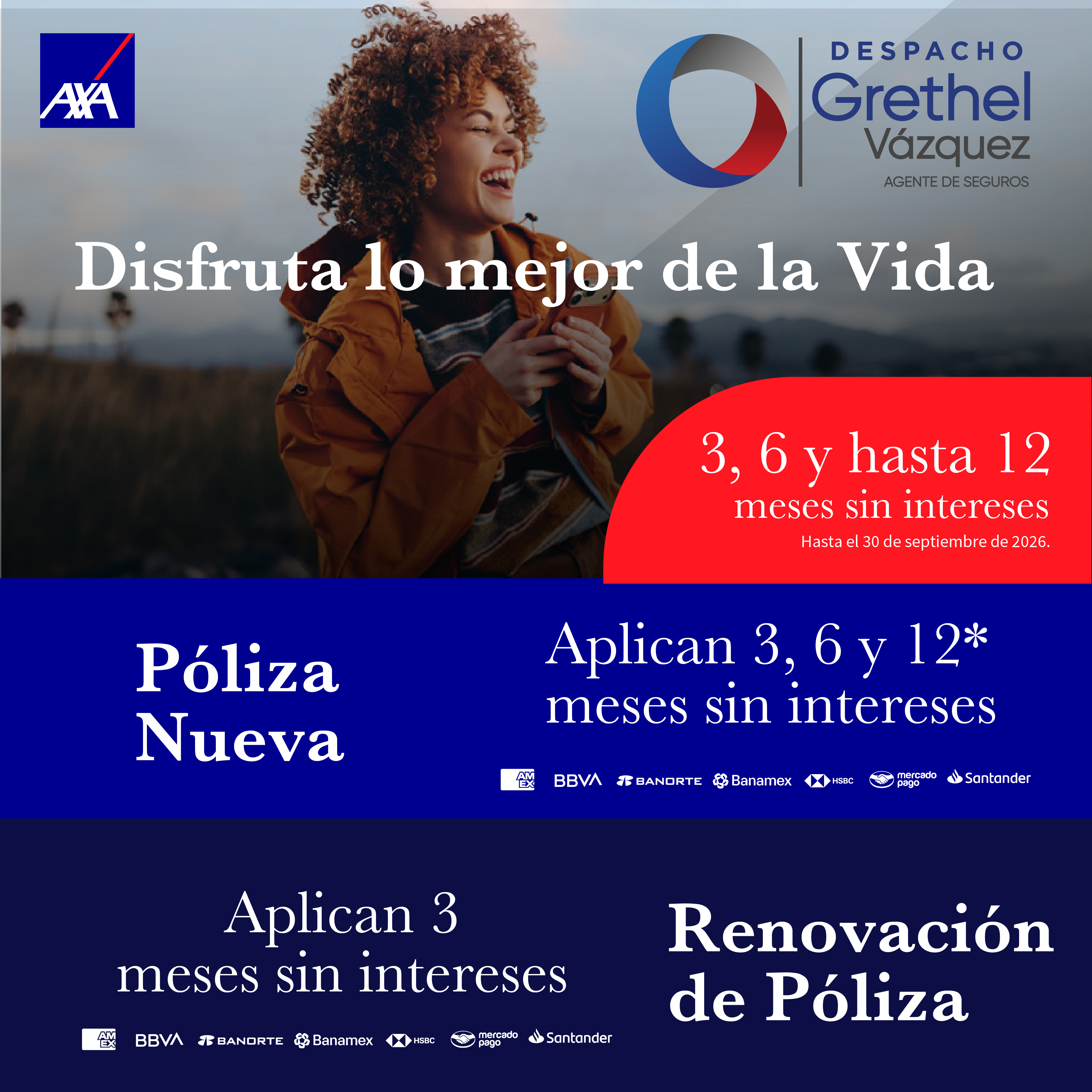 Póliza de vida nueva con meses sin intereses.